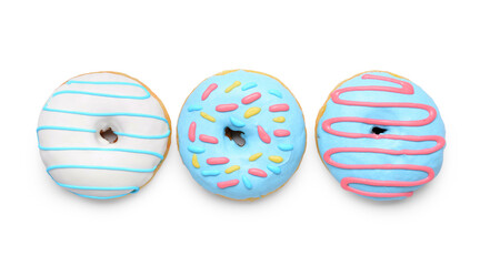 Delicious donuts on white background