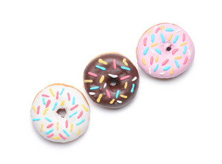 Delicious donuts on white background