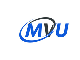MVU letter creative modern elegant swoosh logo design
