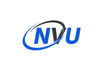 NVU letter creative modern elegant swoosh logo design