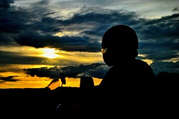 
drive watching the sunset