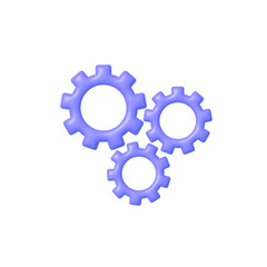 3d icon with gear 3d. Vector isolated design element. Business technology. Abstract illustration with blue gear 3d on white background for web design. 3d vector illustration