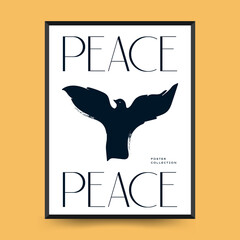 Peace Poster vector template. Editable card for print, interior. Yellow and Blue color.