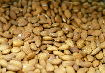 Background of dry almonds. Dry almond sales. Nuts. Healthy Eating.