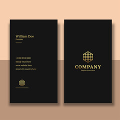 Gold Black Minimal Creative Vertical Business Card