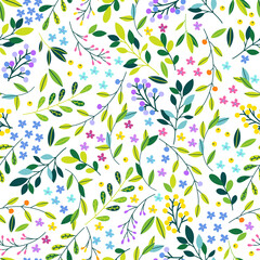 Vector seamless colorful floral pattern. 