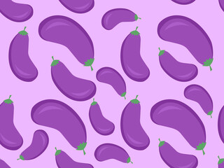 illustration of seamless patern eggplant printing on tablecloth, posters, gift paper, for printing on clothes, utensils, textiles, home goods.
