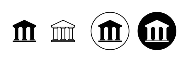 Bank icons set. Bank sign and symbol, museum, university