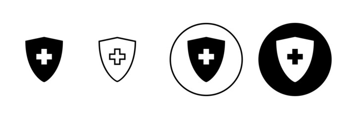 Health insurance icons set. Insurance health document sign and symbol