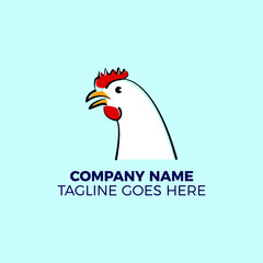 chicken simple logo color design icon vector illustration line. Image can be used for packaging design, restaurant menus, market design, butcher shops and chicken farm. Vector illustration.