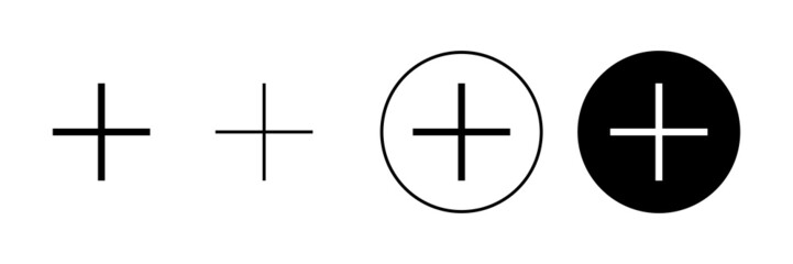 Plus Icons set. Add plus sign and symbol