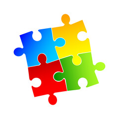 Fototapeta premium Business concept. Team metaphor. people connecting puzzle elements. Vector illustration flat design style. Symbol of teamwork, cooperation, partnership vector.