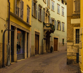 Fototapeta na wymiar A street in the historic centre of Rovereto in Trentino, north east Italy 