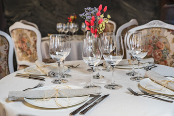 Festive table setting in a restaurant