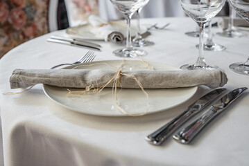 Festive table setting in a restaurant