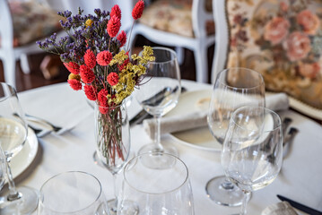 Festive table setting in a restaurant