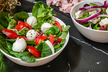 Bowl with fresh caprici salad