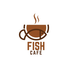 Fish cafe logo vector