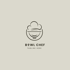 Obraz premium simple line logo bowl and chef concept.