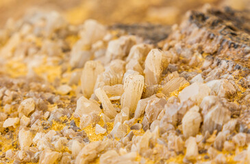 Quartz formations in Sahara desert, Egypt. Crystal mountain, Bahariya, Egypt