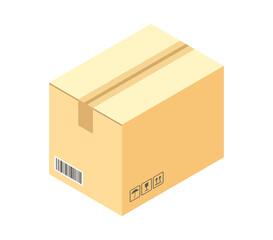 Vector isometric icon of parcel, box, delivery