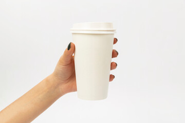 take away cardboard coffee cup on white background