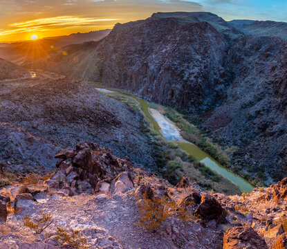 View, east, of the Rio Grande River from Santana Mesa, Big Bend Ranch State Park, Texas