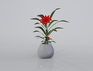 pot with flowers images 3d Render for mockup decoration 3D Render Image