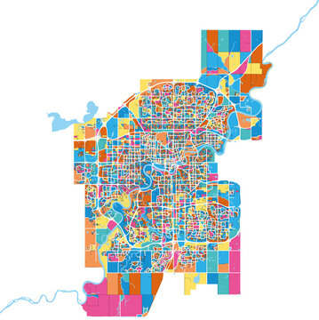 recommend clip art: Edmonton, Canada colorful high resolution art map