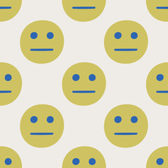 Seamless vector facial expression pattern. Repeat chat emoji background for fabric, textile, wrapping, cover etc.