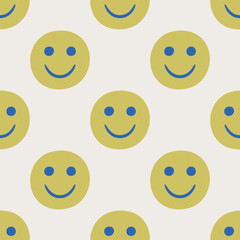 Seamless vector facial expression pattern. Repeat chat emoji background for fabric, textile, wrapping, cover etc.