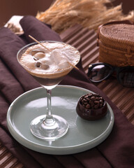 chocolate mousse dessert with coffee