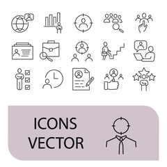 Head hunting icons set . Head hunting pack symbol vector elements for infographic web