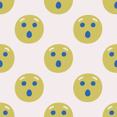 Seamless vector facial expression pattern. Repeat chat emoji background for fabric, textile, wrapping, cover etc.