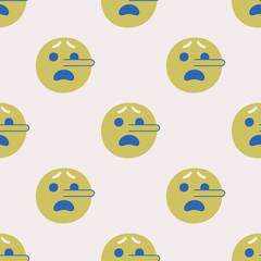 Seamless vector facial expression pattern. Repeat chat emoji background for fabric, textile, wrapping, cover etc.