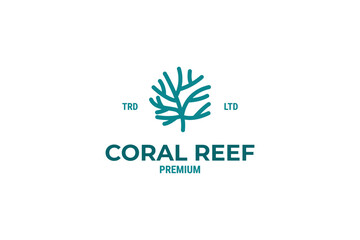 Blue coral reef logo underwater tropical design