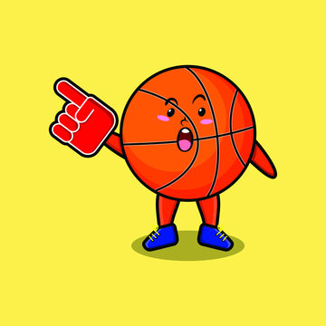 Cute Cartoon Basketball With Foam Finger Glove In Modern Design