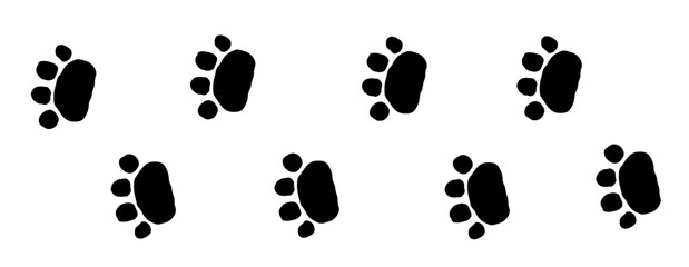 Panda footprint road. Animal paw trail in black color © Yulia Zelinskaya
