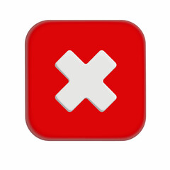 Red cross mark symbols icon element. Symbol No or X shape button for correct sign in square not approved