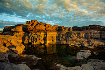 Grand Canyon in Thailand, Natural of rock canyon in Mekhong River, Hat Chom Dao or Chomdao Beach and Kaeng Hin Ngam in Ubon Ratchathani province, Thailand. 