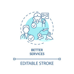 Better services turquoise concept icon. Life quality level. Pull factor for migration abstract idea thin line illustration. Isolated outline drawing. Editable stroke. Arial, Myriad Pro-Bold fonts used