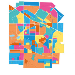 Langley, Canada colorful high resolution art map