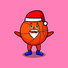 Cute Cartoon mascot character Basketball santa claus character christmas in modern design