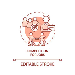 Competition for jobs terracotta concept icon. Legalizing immigrants negative impact abstract idea thin line illustration. Isolated outline drawing. Editable stroke. Arial, Myriad Pro-Bold fonts used