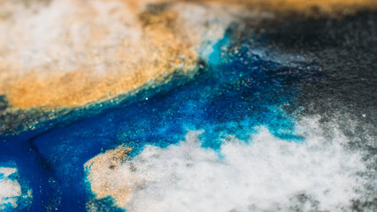 Paint art. Abstract design. Mixed ink background. Blue white beige colors mix