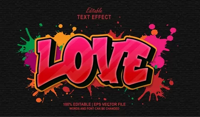 Tuinposter Love Editable Text Effect Style Graffiti © Navy Graphic