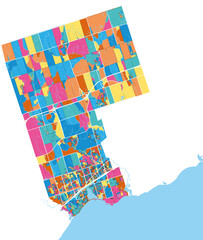 Fototapeta premium Pickering, Canada colorful high resolution art map