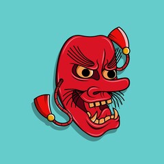 Japanese tengu mask, Vector illustration eps.10