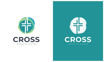 T Letter - Cross Logo Template - Monogram Logotype. Logo Idea for Church