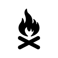 Bonfire icon. glyph style. silhouette. suitable for camping icon. simple design editable. Design template vector